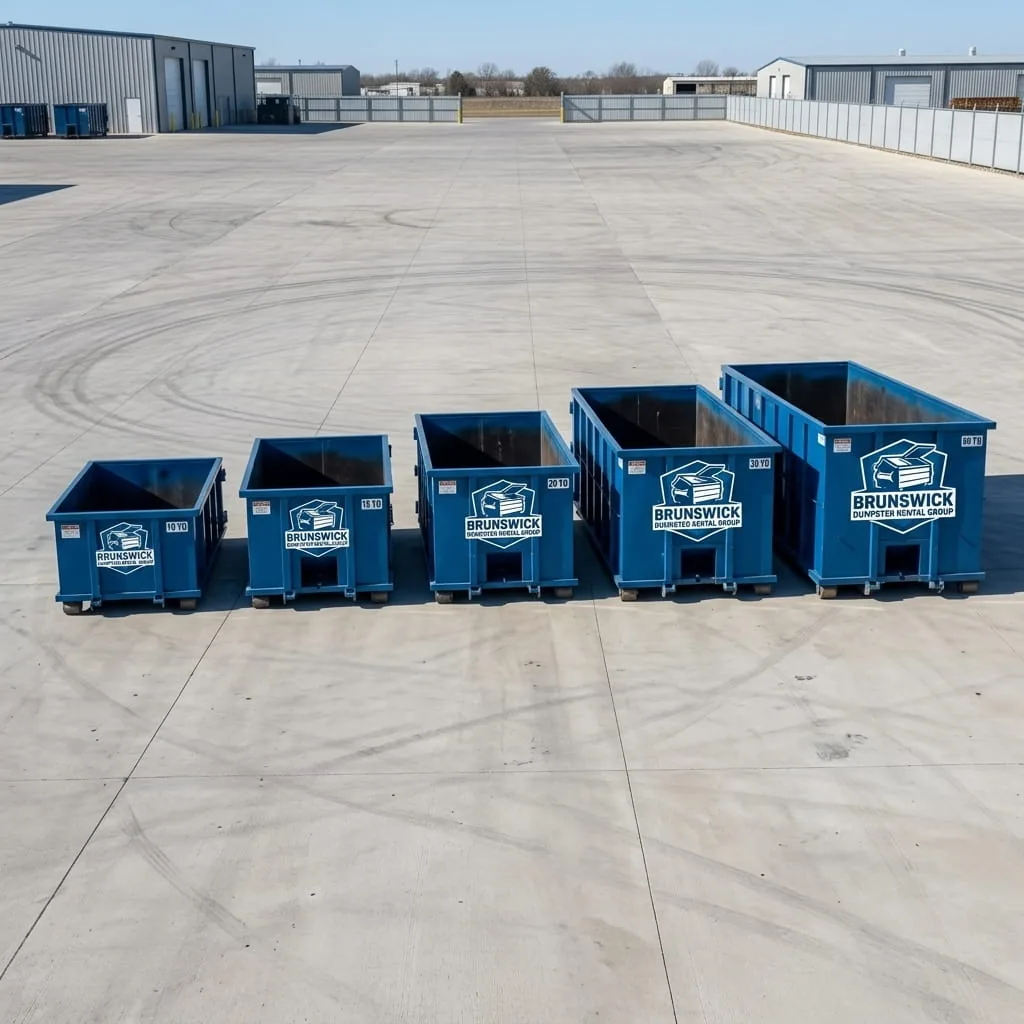 Commercial roll-off dumpster at a Brunswick, GA business property