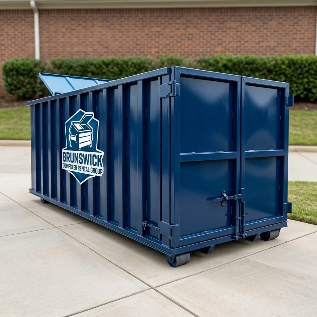 A residential dumpster ready for a spring declutter in Brunswick, GA